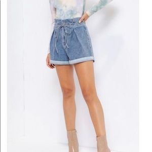 Le Lis Paper Bag Denim Shorts